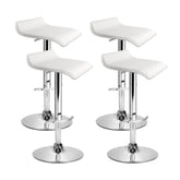 set of 4 Bar Stools SENA Kitchen Swivel Bar Stool PU Leather Chairs Gas Lift White - BSR